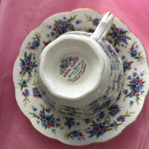Royal Albert Covent Gardens Teacup and Saucer - White and Blue Floral